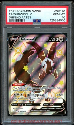 Pokemon Shining Fates Dubwool V SV120 PSA 10 - Image 1