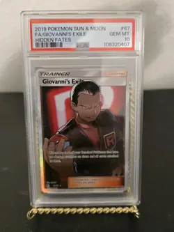 2019 Pokemon Giovanni's Exile Full Art Hidden Fates 67/68 PSA 10 English Graded - Image 1