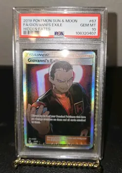 2019 Pokemon Giovanni's Exile Full Art Hidden Fates 67/68 PSA 10 English Graded - Image 3