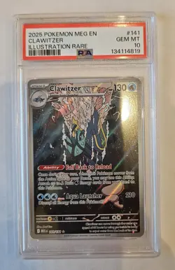 2025 POKEMON MEG EN-MEGA EVOLUTION ILLUSTRATION RARE #141 CLAWITZER PSA 10 - Image 1