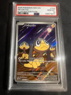 PSA 10 Gem Mint Helioptile 143/132 Illustration Rare Mega Evolution 2025 Pokemon - Image 1