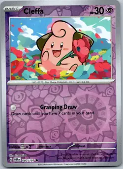 Pokemon Cleffa Common SV03: Obsidian Flames 080/197 NM Reverse Holo - Image 1