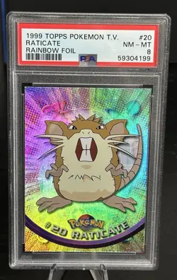 Topps Pokemon Raticate Rainbow Holo Foil PSA 8 - Image 1