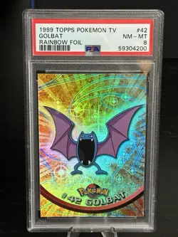 1999 Topps Pokemon TV Golbat Rainbow Holo Foil PSA 8 - Image 1