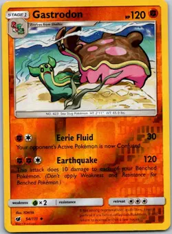 Pokemon Gastrodon Uncommon SM - Crimson Invasion 54/111 NM Reverse Holo - Image 1
