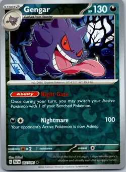Pokemon Gengar Uncommon SV: Paldean Fates 057/091 NM Reverse Holo - Image 1