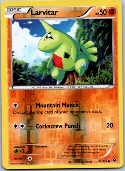 Pokemon Larvitar (41) Common XY - Fates Collide 41/124 NM Reverse Holo - Image 1