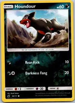 Pokemon Houndour Common SM - Crimson Invasion 58/111 NM Reverse Holo - Image 1