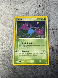 Zubat 82/109 Team Rocket Returns Reverse Holo Stamp Ex 2005 Pokemon NM SWIRL - Image 1