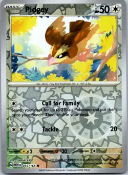 Pokemon Pidgey Common SV: Scarlet & Violet 151 016/165 NM Reverse Holo - Image 1