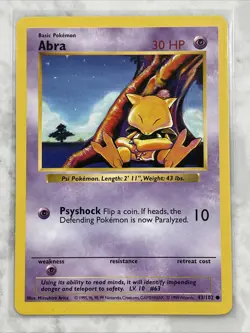 Pokemon Abra 43/102 Base Set Shadowless Unlimited - MP - Image 1