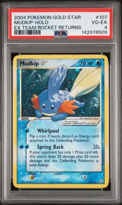 2004 POKEMON EX TEAM ROCKET RETURNS GOLD STAR #107 MUDKIP-HOLO PSA 4 - Image 1