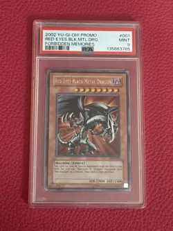 2002 Yu-Gi-Oh! FMR Red-Eyes Black Metal Dragon #001 PSA 9 MINT - Image 1