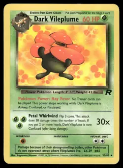 Pokemon Cards Dark Vileplume 30/82 UNLIMITED Team Rocket WOTC Rare LP - Image 1