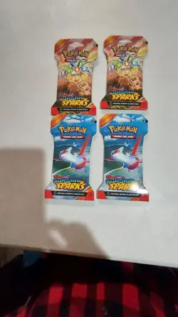 Pokemon SURGING SPARKS Sleeved Booster Pack X4 (Full Art Set, 40 Cards) NEW - Image 1