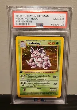 1999 Pokemon German Nidoking Holo 1st Edition Base Set #11 PSA 8 - Image 1