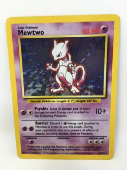 Pokemon Card Mewtwo 10/102 1999 Basic Set Holo WOTC English - Image 1