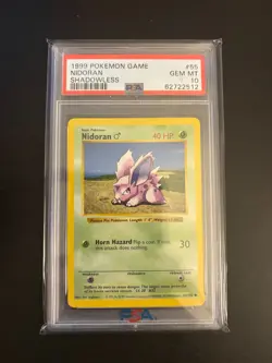 1999 Pokemon Nidoran 55/102 Base Shadowless PSA 10 Gem Mint WIzard of the Coast - Image 1