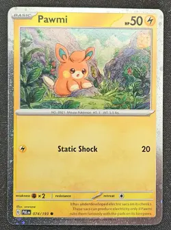 SWIRL Pawmi 074/193 S&V Paldea Evolved Cosmos Holo Promo Pokemon TCG 2023 NM - Image 1