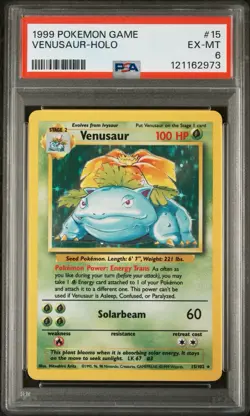 1999 POKEMON BASE SET UNLIMITED #15 VENUSAUR-HOLO PSA 6 - Image 1