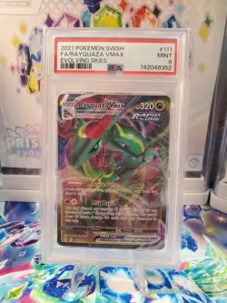PSA9 MINT - 2021 POKEMON S&S EVOLVING SKIES #111 FULL ART/RAYQUAZA VMAX - Image 1