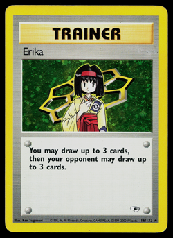 Erika 16/132 Gym Heroes Unlimited Pokemon Card Holo Rare MP-HP - Image 1