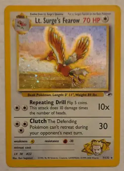 Lt. Surge's Fearow Gym Heroes 7/132 Holo Rare Pokemon Card - Image 1