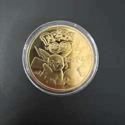 POKEMON GOLD PLATED COLLECTIBLE COIN EEVEE PIKACHU - Image 2