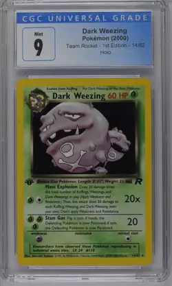 Dark Weezing Pokemon 2000 Team Rocket 1st Edition 14/82 Holo CGC 9 Mint - Image 1