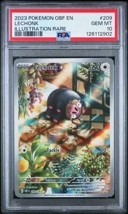 2023 POKEMON OBF EN-OBSIDIAN FLAMES ILLUSTRATION RARE #209 LECHONK PSA 10 - Image 1
