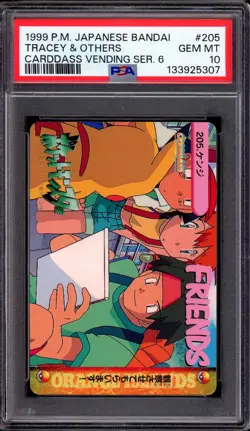 1999 Pokemon JP Bandai Carddass Vending Series 6 Tracey & Others #205 PSA 10 - Image 1