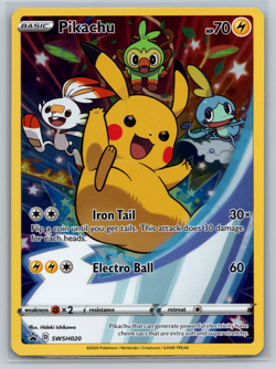 Pikachu Pokemon TCG Sword & Shield Black Star Promo SWSH020 Full Art Starters - Image 1