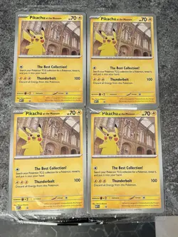 x4 Pikachu at the Museum Jumbo Promo Card Pokemon Natural History Museum Sealed - Image 1