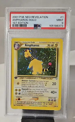 PSA 9 MINT Ampharos 1/64 HOLO RARE 1st Edition Neo Revelation Pokemon Card 412 - Image 2