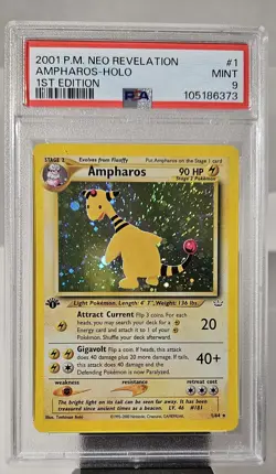 PSA 9 MINT Ampharos 1/64 HOLO RARE 1st Edition Neo Revelation Pokemon Card 412 - Image 3