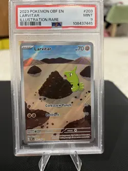 Larvitar PSA 9 Obsidian Flames Holo Illustration Rare Pokemon Card TCG 203/197 - Image 1