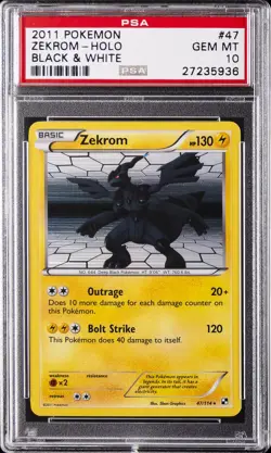 2011 POKEMON B&W #47 ZEKROM-HOLO PSA 10 - Image 1