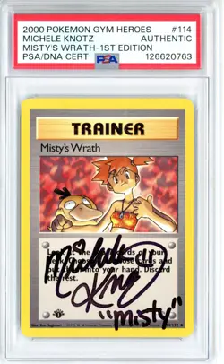 PSA Authentic Signed Michele Knotz Misty's Wrath 114/132 Gym Heroes 1st Edition - Image 1
