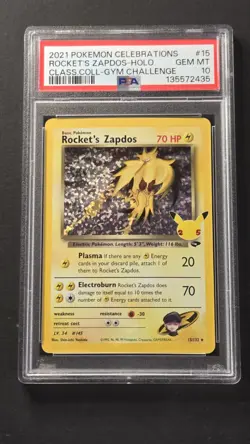 PSA 10 Rocket's Zapdos 15/132 Celebrations Classic Collection Pokemon 2021 - Image 1