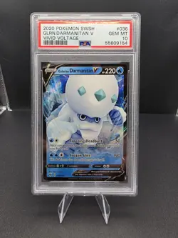 Pokemon Galarian Darmanitan V 036/185 Vivid Voltage Ultra Rare Holo PSA 10 - Image 1