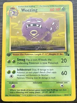 1st Edition Weezing 45/62 Pokemon TCG WOTC Base Set Fossil Light Play LP - Image 1