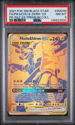 Pokemon Pikachu & Zekrom GX Sun and Moon Promo Card SM248 PSA 8 - Image 1