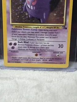 Pokemon TCG Gengar Fossil Unlimited Holo Rare Card 5/62 Vintage - Image 2