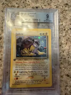 2001 POKEMON NEO REVELATION 1ST EDITION #13/64 RAIKOU HOLO RARE BGS 9 - Image 1