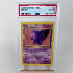 Pokemon TCG Gengar Fossil Card 20/62 Unlimited Regular Rare PSA 6 GRADED 1999 - Image 1