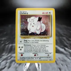Pokemon TCG Clefairy 5/102 Base Set Holo Rare Unlimited NM WOTC 1999 Vintage - Image 1
