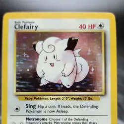 Pokemon TCG Clefairy 5/102 Base Set Holo Rare Unlimited NM WOTC 1999 Vintage - Image 2