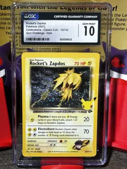 CGC 10 Gem Mint Rocket's Zapdos Pokemon Celebrations Classic Collection 15/132 - Image 1