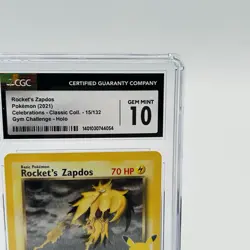 CGC 10 Rocket's Zapdos 15/132 Classic Collection Celebratiosn Promo Holo POKEMON - Image 3