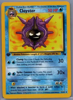 1st Edition Cloyster 32/62 Fossil WOTC Pokemon Card TCG - Image 1